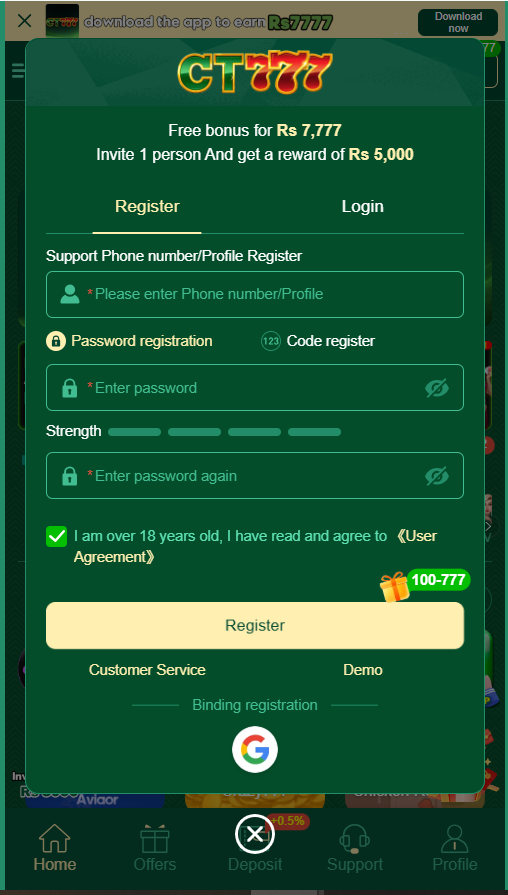 CT777 Game login