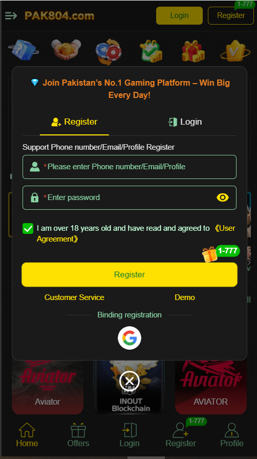 Pak804 Game register